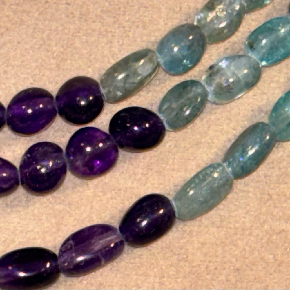 Jay King Mine Finds Amethyst & Aquamarine 4-Strand Gemstone Necklace SS 925 - Picture 7 of 13